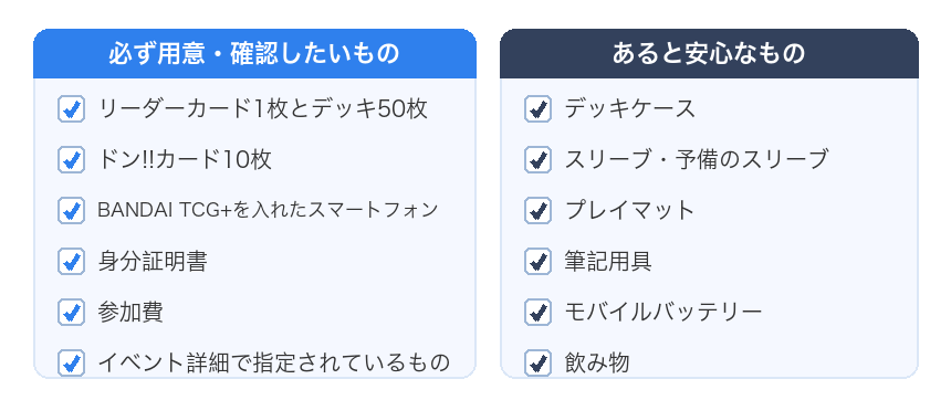 ワンピースカード大会の持ち物チェックリスト